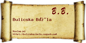 Bulicska Béla névjegykártya